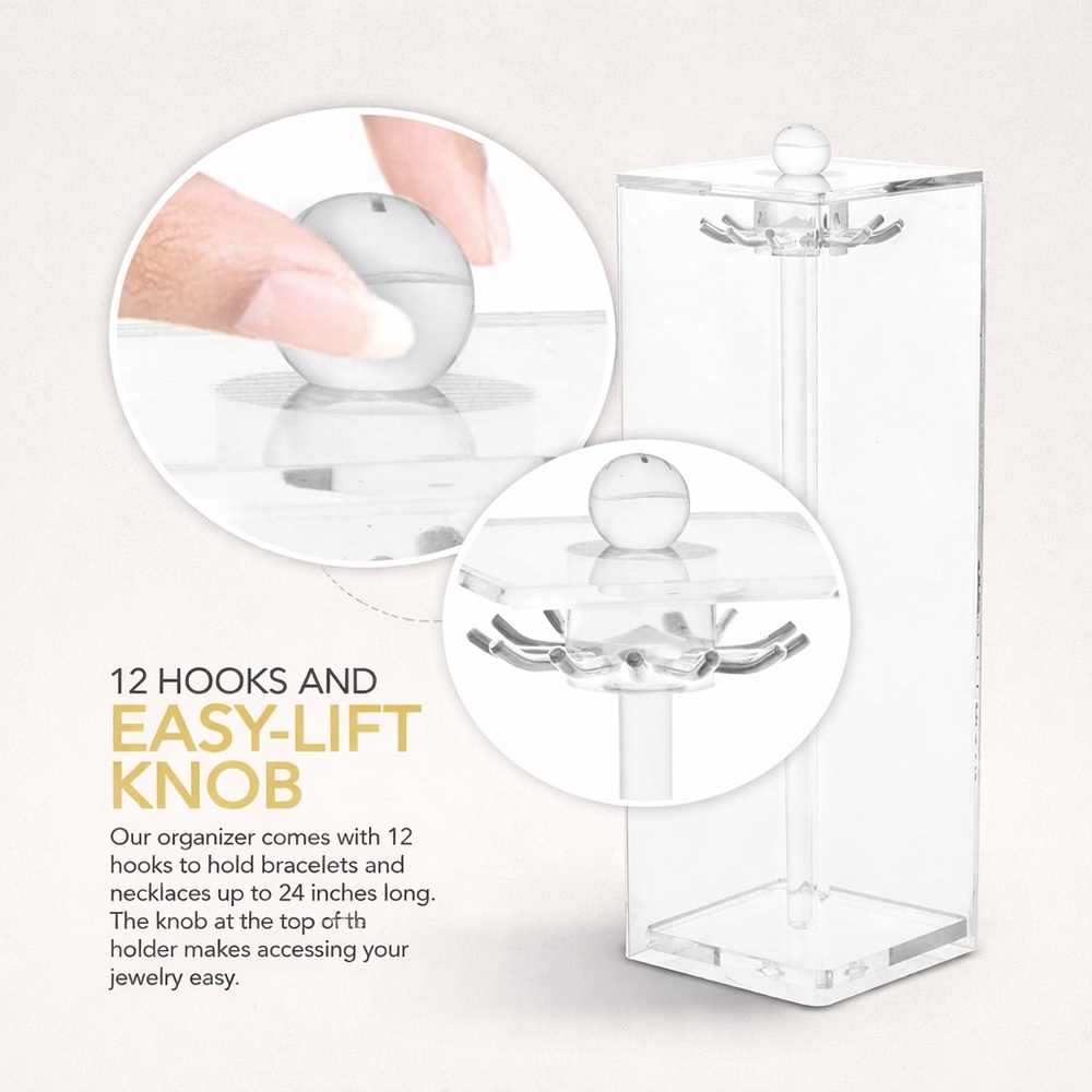 Clear Acrylic Jewelry Organizer for Necklaces | Minimalist Modern Design - Picture 4 of 8